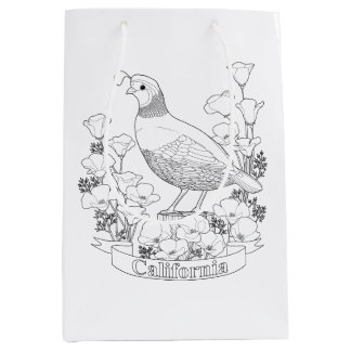 California State Bird and Flower Coloring Page Medium Cadeauzakje