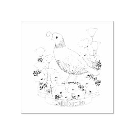 California State Bird and Flower Coloring Page Rubberstempel
