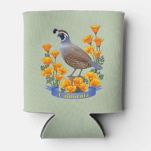 California State Bird Quail & Golden Poppy Blikjeskoeler (Voorkant)