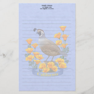 California State Bird Quail & Golden Poppy Briefpapier