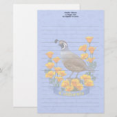 California State Bird Quail & Golden Poppy Briefpapier (Voorkant / Achterkant)