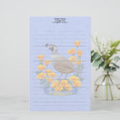 California State Bird Quail & Golden Poppy Briefpapier (Staand voorkant)