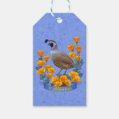 California State Bird Quail & Golden Poppy Cadeaulabel (Voorkant)