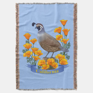 California State Bird Quail & Golden Poppy Deken