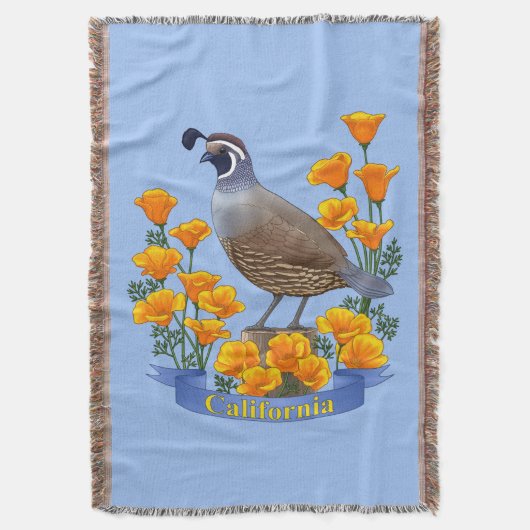 California State Bird Quail & Golden Poppy Deken (Voorkant Verticaal)