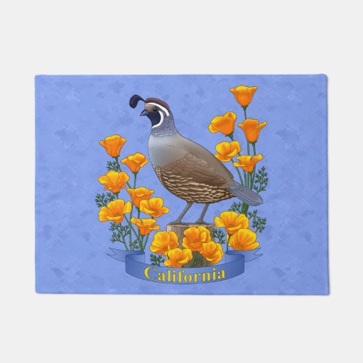California State Bird Quail & Golden Poppy Deurmat (Voorkant)