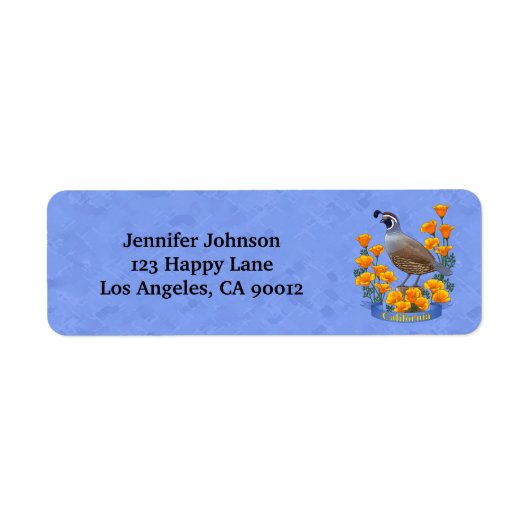 California State Bird Quail & Golden Poppy Etiket (Voorkant)