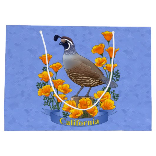 California State Bird Quail & Golden Poppy Groot Cadeauzakje (Achterkant)