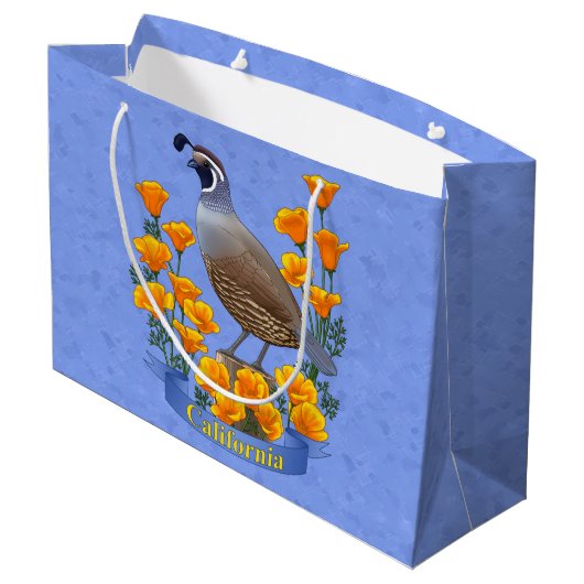 California State Bird Quail & Golden Poppy Groot Cadeauzakje (Achterkant Gekanteld)