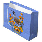 California State Bird Quail & Golden Poppy Groot Cadeauzakje (Voorkant Gekanteld)