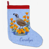 California State Bird Quail & Golden Poppy Grote Kerstsok (Voorkant)