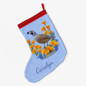 California State Bird Quail & Golden Poppy Grote Kerstsok (Achterkant (Hangend))