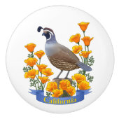 California State Bird Quail & Golden Poppy Keramische Knop (Voorkant)