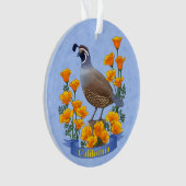 California State Bird Quail & Golden Poppy Ornament (voorkant)