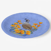 California State Bird Quail & Golden Poppy Papieren Bordje (Gekanteld)