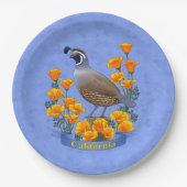 California State Bird Quail & Golden Poppy Papieren Bordje (Voorkant)