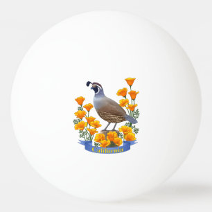 California State Bird Quail & Golden Poppy Pingpongbal