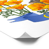 California State Bird Quail & Golden Poppy Poster (Hoek)