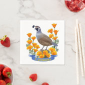 California State Bird Quail & Golden Poppy Servetten (Insitu)