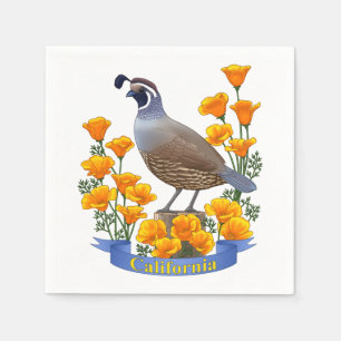 California State Bird Quail & Golden Poppy Servetten