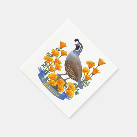 California State Bird Quail & Golden Poppy Servetten (Hoek)