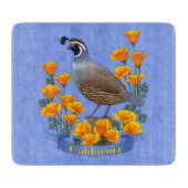 California State Bird Quail & Golden Poppy Snijplank (Voorkant)