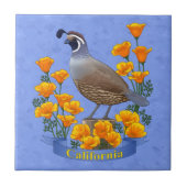 California State Bird Quail & Golden Poppy Tegeltje (Voorkant)