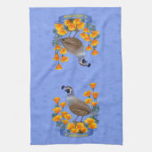 California State Bird Quail & Golden Poppy Theedoek (Verticaal)
