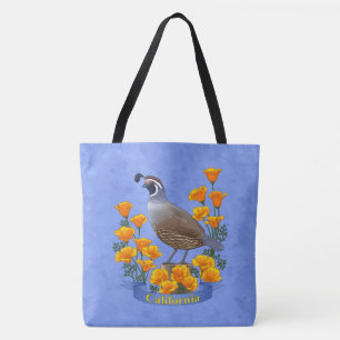 California State Bird Quail & Golden Poppy Tote Bag
