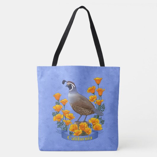California State Bird Quail & Golden Poppy Tote Bag (Voorkant)