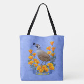 California State Bird Quail & Golden Poppy Tote Bag (Achterkant)