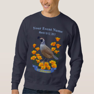 California State Bird Quail & Golden Poppy Trui
