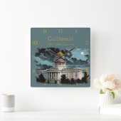 California State Capitol Moonlight Custom Square W Vierkante Klok (Huis)