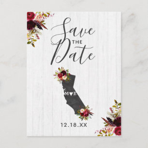 California State Destination Rustic Save the Date Aankondigingskaart