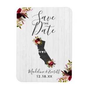 California State Destination Rustic Save the Date Magneet