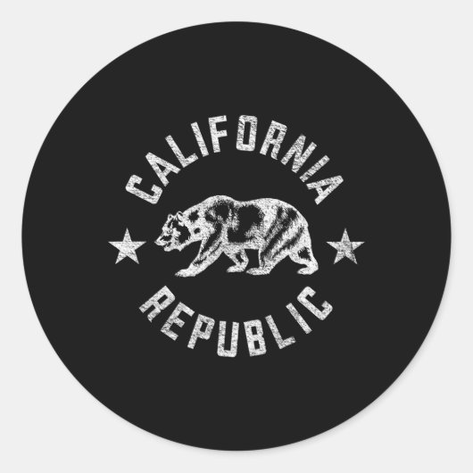 California State Flag Grizzly Beer Ronde Sticker (Voorkant)