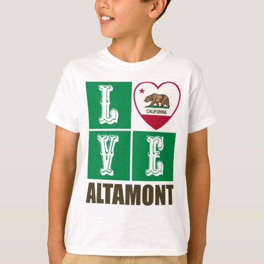 California State Flag Heart Altamont T-shirt (Voorkant)