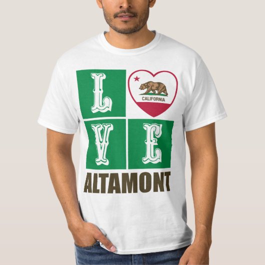 California State Flag Heart Altamont T-shirt (Voorkant)