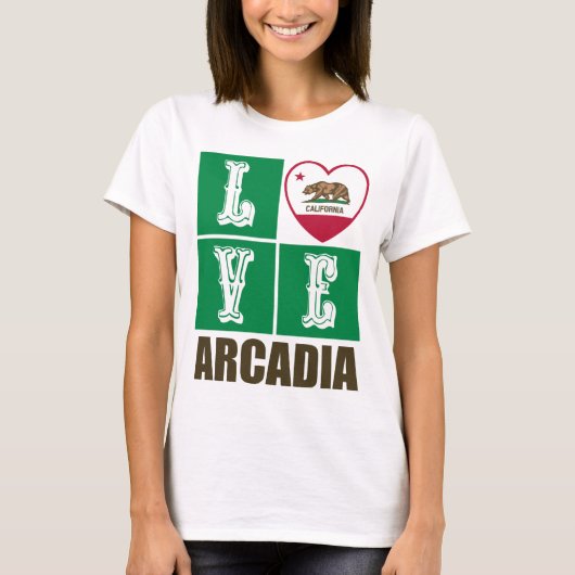 California State Flag Heart Arcadia T-shirt (Voorkant)