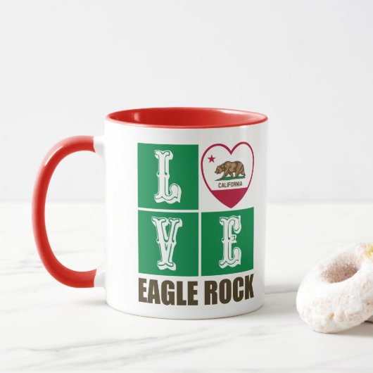California State Flag Heart Eagle Rock Mok (Met donut)