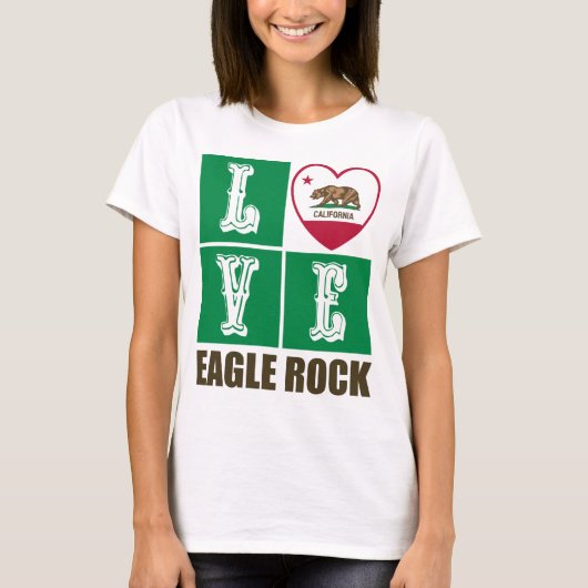 California State Flag Heart Eagle Rock T-shirt (Voorkant)