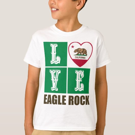 California State Flag Heart Eagle Rock T-shirt (Voorkant)