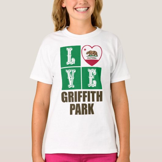 California State Flag Heart Griffith Park T-shirt (Voorkant)
