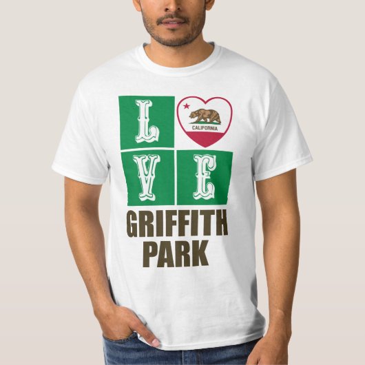 California State Flag Heart Griffith Park T-shirt (Voorkant)