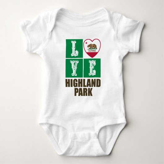 California State Flag Heart Highland Park Romper (Voorkant)