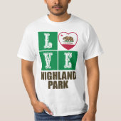 California State Flag Heart Highland Park T-shirt (Voorkant)
