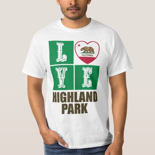 California State Flag Heart Highland Park T-shirt (Voorkant)