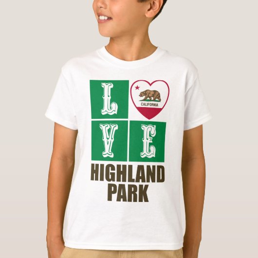 California State Flag Heart Highland Park T-shirt (Voorkant)