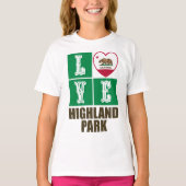 California State Flag Heart Highland Park T-shirt (Voorkant)