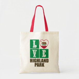 California State Flag Heart Highland Park Tote Bag